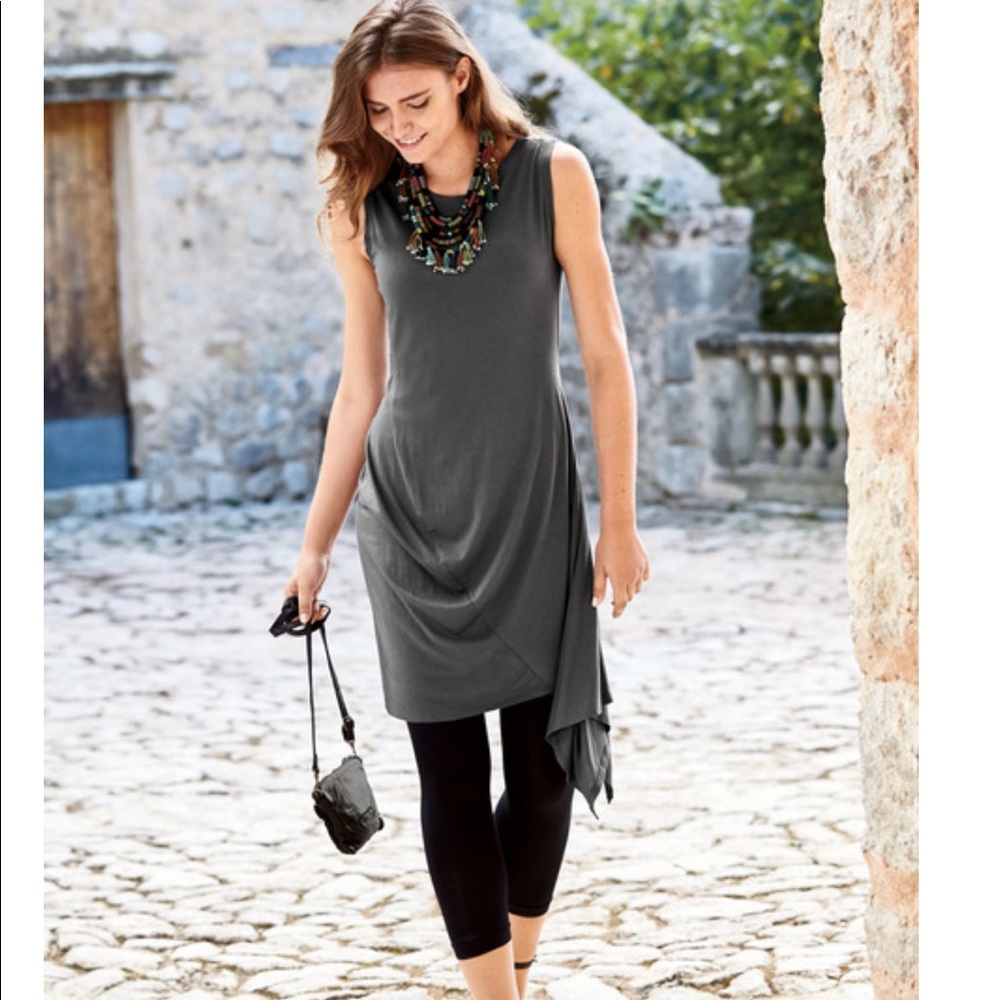 Peruvian Connection santorini pewter grey dress tunic top small